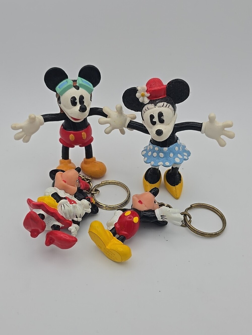 Vintage Mickey & Minnie Mouse Lot Bend-ems Keychains Disney Just Toys Applause